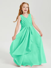 Boho Long Chiffon Bridesmaid Dresses Cascading Skirt Turquoise