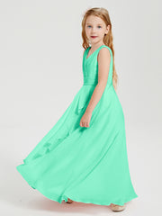 Boho Long Chiffon Bridesmaid Dresses Cascading Skirt Turquoise