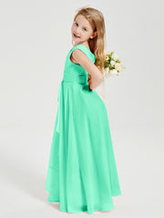 Boho Long Chiffon Bridesmaid Dresses Cascading Skirt Turquoise