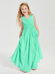 Boho Long Chiffon Bridesmaid Dresses Cascading Skirt Turquoise