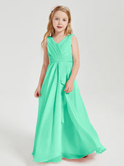 Boho Long Chiffon Bridesmaid Dresses Cascading Skirt Turquoise