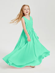 Boho Long Chiffon Bridesmaid Dresses Cascading Skirt Turquoise