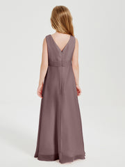 Boho Long Chiffon Bridesmaid Dresses Cascading Skirt Vintage Mauve