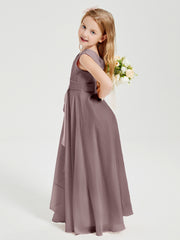 Boho Long Chiffon Bridesmaid Dresses Cascading Skirt Vintage Mauve