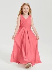 Boho Long Chiffon Bridesmaid Dresses Cascading Skirt Watermelon