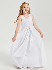 Boho Long Chiffon Bridesmaid Dresses Cascading Skirt White
