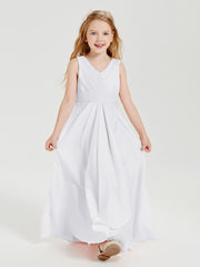 Boho Long Chiffon Bridesmaid Dresses Cascading Skirt White