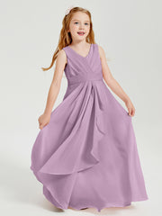 Boho Long Chiffon Bridesmaid Dresses Cascading Skirt Wisteria