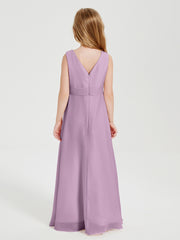 Boho Long Chiffon Bridesmaid Dresses Cascading Skirt Wisteria