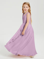 Boho Long Chiffon Bridesmaid Dresses Cascading Skirt Wisteria