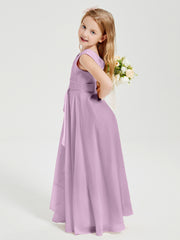 Boho Long Chiffon Bridesmaid Dresses Cascading Skirt Wisteria