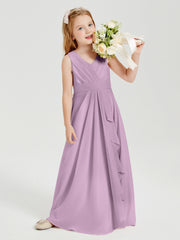 Boho Long Chiffon Bridesmaid Dresses Cascading Skirt Wisteria