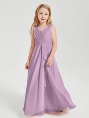 Boho Long Chiffon Bridesmaid Dresses Cascading Skirt Wisteria