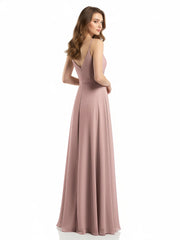 Spaghetti Straps Chiffon Gowns with Sweetheart Dusty Rose