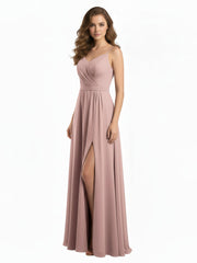 Spaghetti Straps Chiffon Gowns with Sweetheart Dusty Rose