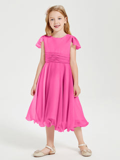 Tea Length Chiffon Junior Bridesmaid Dresses Azalea