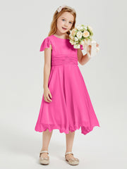 Tea Length Chiffon Junior Bridesmaid Dresses Azalea