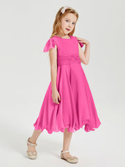 Tea Length Chiffon Junior Bridesmaid Dresses Azalea