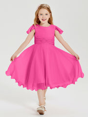 Tea Length Chiffon Junior Bridesmaid Dresses Azalea