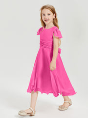 Tea Length Chiffon Junior Bridesmaid Dresses Azalea