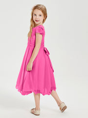 Tea Length Chiffon Junior Bridesmaid Dresses Azalea