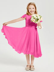 Tea Length Chiffon Junior Bridesmaid Dresses Azalea