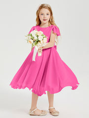 Tea Length Chiffon Junior Bridesmaid Dresses Azalea