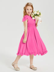 Tea Length Chiffon Junior Bridesmaid Dresses Azalea