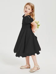 Tea Length Chiffon Junior Bridesmaid Dresses Black