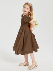 Tea Length Chiffon Junior Bridesmaid Dresses Brown