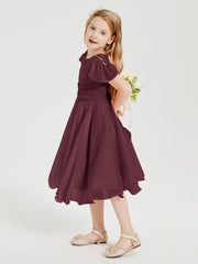 Tea Length Chiffon Junior Bridesmaid Dresses Cabernet