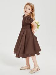 Tea Length Chiffon Junior Bridesmaid Dresses Chocolate
