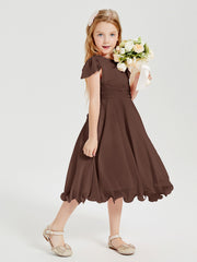 Tea Length Chiffon Junior Bridesmaid Dresses Chocolate