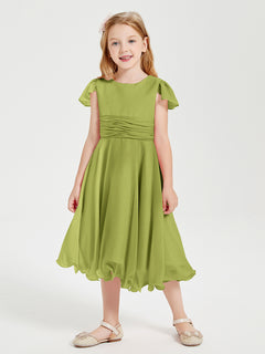 Tea Length Chiffon Junior Bridesmaid Dresses Clover