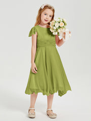 Tea Length Chiffon Junior Bridesmaid Dresses Clover