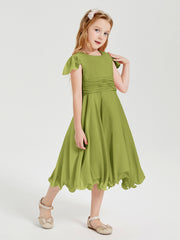 Tea Length Chiffon Junior Bridesmaid Dresses Clover