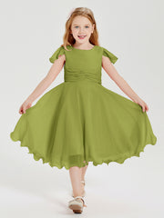 Tea Length Chiffon Junior Bridesmaid Dresses Clover