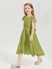 Tea Length Chiffon Junior Bridesmaid Dresses Clover