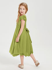 Tea Length Chiffon Junior Bridesmaid Dresses Clover