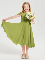 Tea Length Chiffon Junior Bridesmaid Dresses Clover