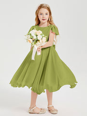 Tea Length Chiffon Junior Bridesmaid Dresses Clover