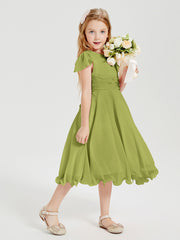 Tea Length Chiffon Junior Bridesmaid Dresses Clover