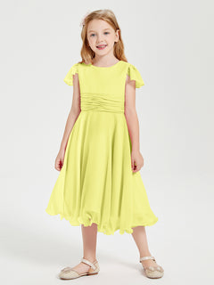 Tea Length Chiffon Junior Bridesmaid Dresses Daffodil