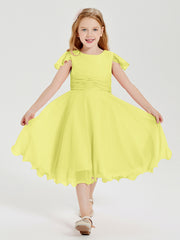 Tea Length Chiffon Junior Bridesmaid Dresses Daffodil