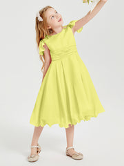 Tea Length Chiffon Junior Bridesmaid Dresses Daffodil