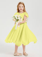 Tea Length Chiffon Junior Bridesmaid Dresses Daffodil
