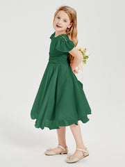 Tea Length Chiffon Junior Bridesmaid Dresses Dark Green
