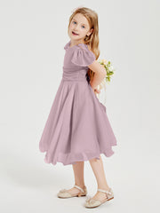 Tea Length Chiffon Junior Bridesmaid Dresses Dusk