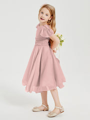 Tea Length Chiffon Junior Bridesmaid Dresses Dusty Rose