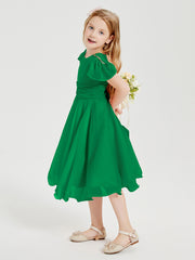 Tea Length Chiffon Junior Bridesmaid Dresses Emerald